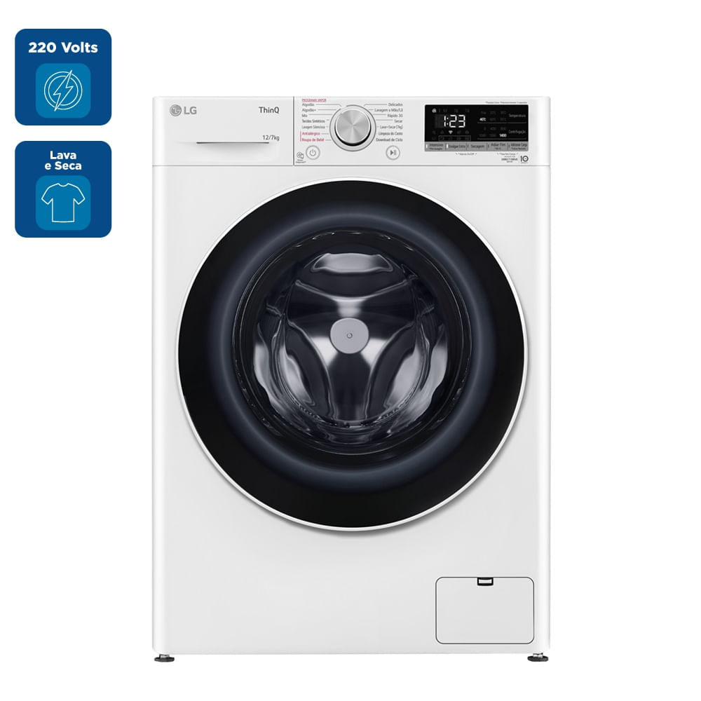 Lava e Seca LG 12Kg Smart com Inteligência Artificial AIDD Branca VC4 CV5012WC4A - 220 Volts